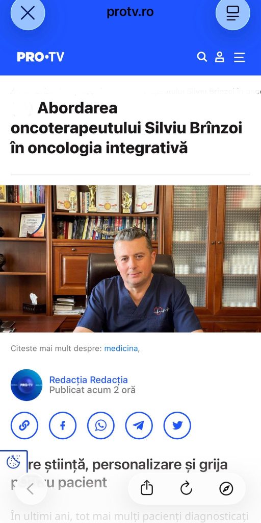 Articol PRO TV oncoterapeut Silviu Brinzoi
