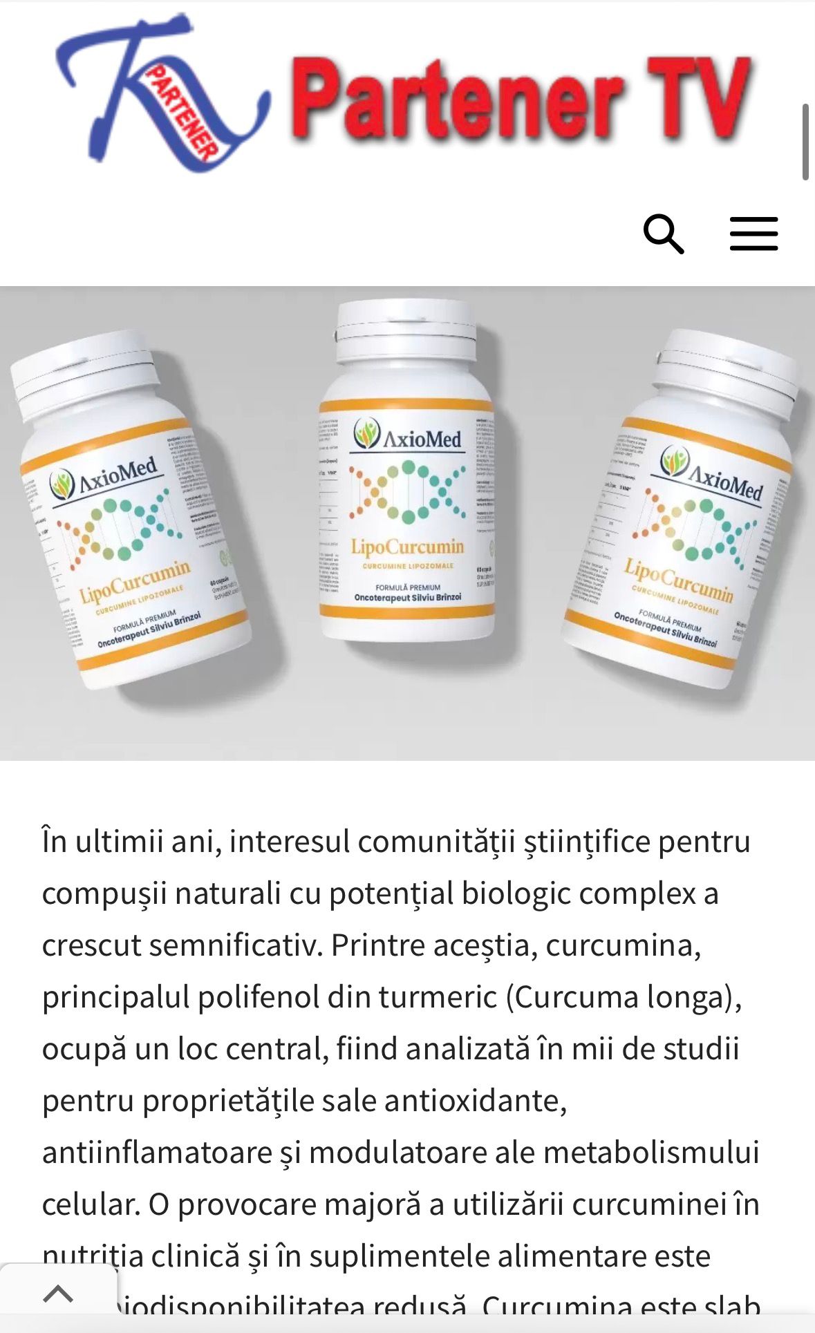 LipoCurcumin AxioMed articol in presa